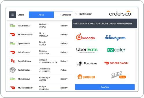 A tablet mockup with different third-party delivery apps in it.